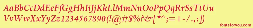 DanteMtMediumItalic Font – Red Fonts on Yellow Background