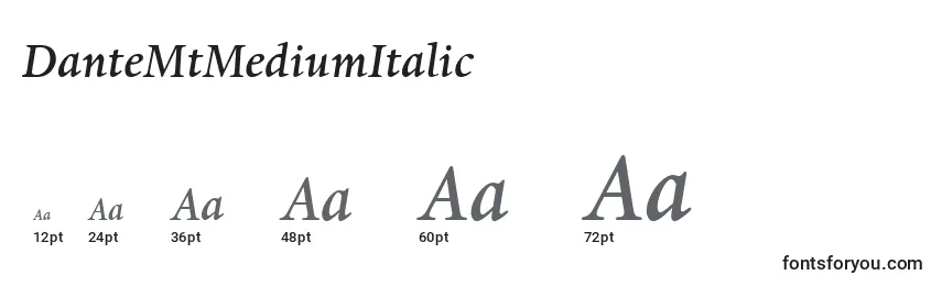 Размеры шрифта DanteMtMediumItalic