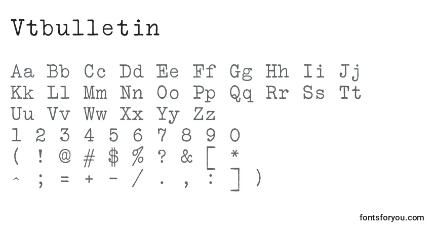 Schriftart Vtbulletin – Alphabet, Zahlen, spezielle Symbole