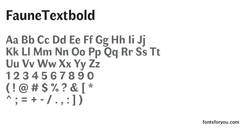 Шрифт FauneTextbold (110546) – алфавит, цифры, специальные символы