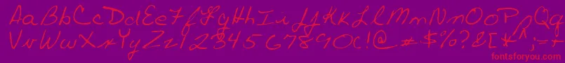 PaulRegular-Schriftart – Rote Schriften auf violettem Hintergrund