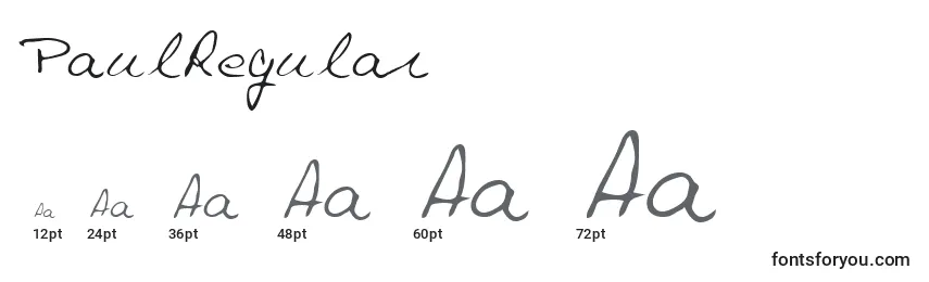 PaulRegular Font Sizes