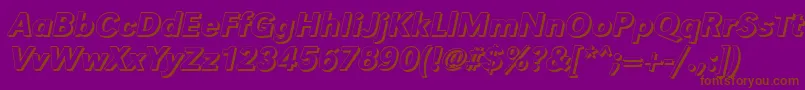 GroteskshMediumItalic-Schriftart – Braune Schriften auf violettem Hintergrund