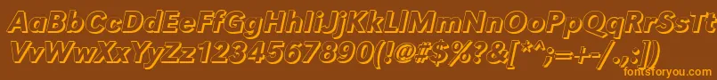 GroteskshMediumItalic Font – Orange Fonts on Brown Background