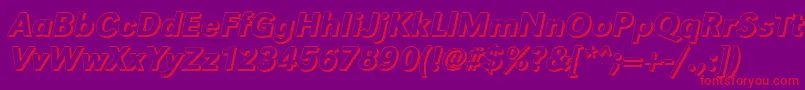 GroteskshMediumItalic-Schriftart – Rote Schriften auf violettem Hintergrund