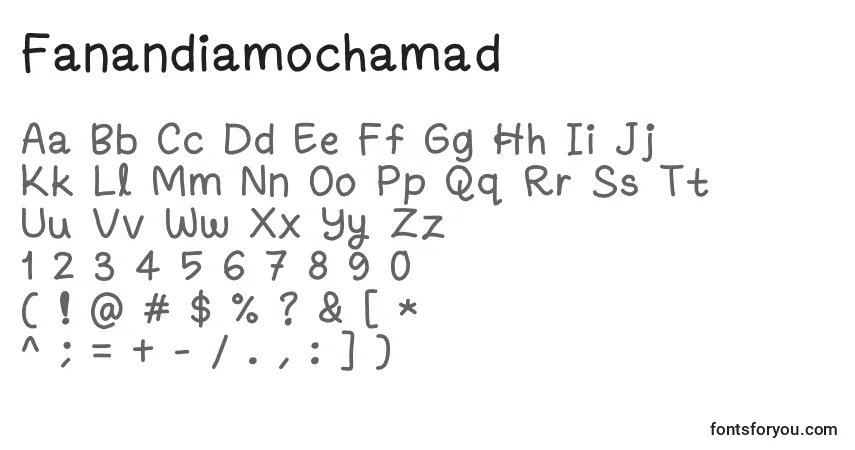 Schriftart Fanandiamochamad – Alphabet, Zahlen, spezielle Symbole