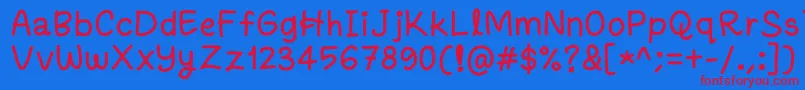 フォントFanandiamochamad – 赤い文字の青い背景