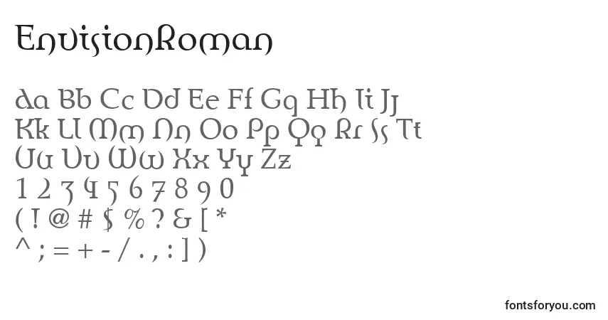 Czcionka EnvisionRoman – alfabet, cyfry, specjalne znaki