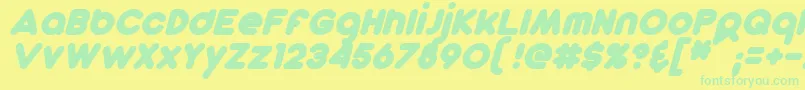 DunkinSansBoldItalic Font – Green Fonts on Yellow Background