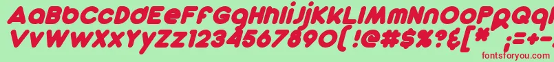 DunkinSansBoldItalic Font – Red Fonts on Green Background