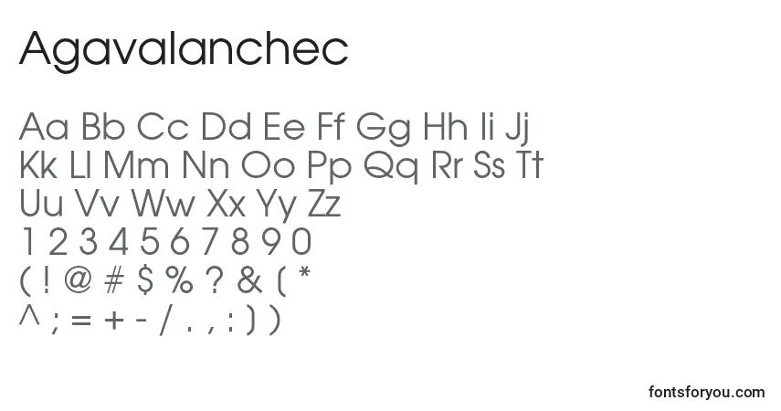 Agavalanchec-fontti – aakkoset, numerot, erikoismerkit