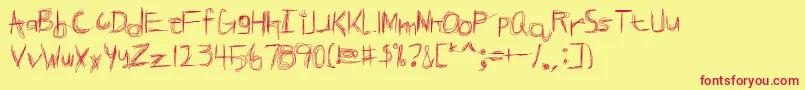 BrokenPhoneNails Font – Red Fonts on Yellow Background