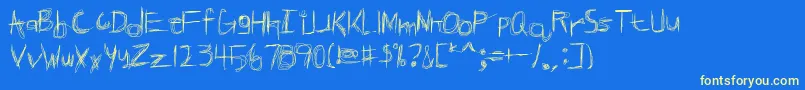 BrokenPhoneNails Font – Yellow Fonts on Blue Background