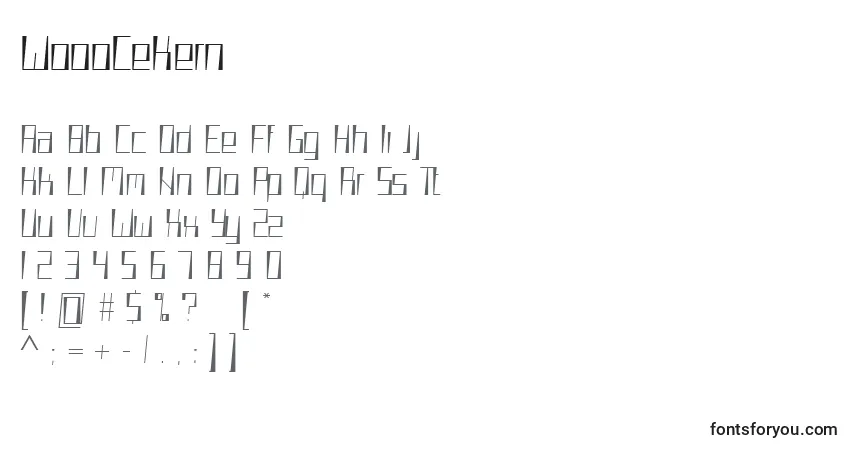Schriftart WoooCeKern – Alphabet, Zahlen, spezielle Symbole