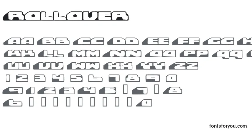 Schriftart Rollover – Alphabet, Zahlen, spezielle Symbole