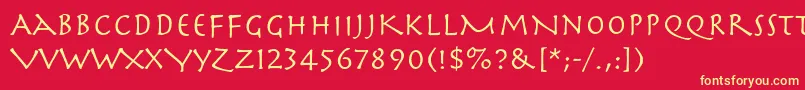 Herculanum Font – Yellow Fonts on Red Background