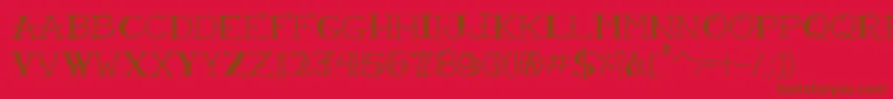 VtcFreehandtattooone-Schriftart – Braune Schriften auf rotem Hintergrund
