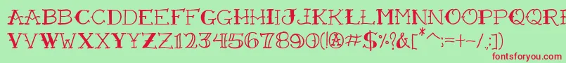 Czcionka VtcFreehandtattooone – czerwone czcionki na zielonym tle