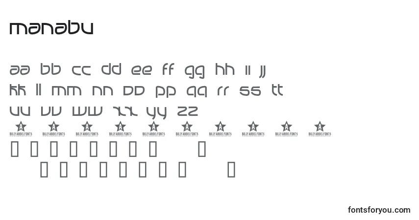 Шрифт Manabu – алфавит, цифры, специальные символы