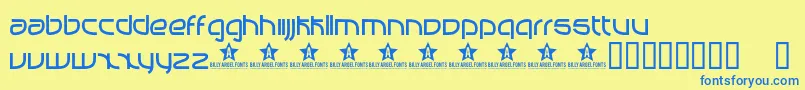 Manabu Font – Blue Fonts on Yellow Background