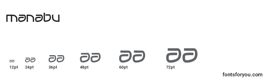 Размеры шрифта Manabu
