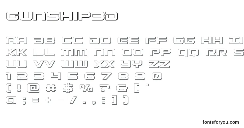 Schriftart Gunship3D – Alphabet, Zahlen, spezielle Symbole