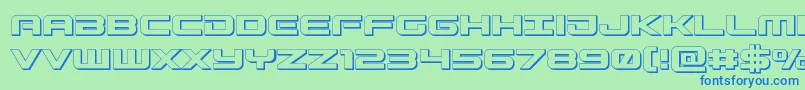 Шрифт Gunship3D – синие шрифты на зелёном фоне