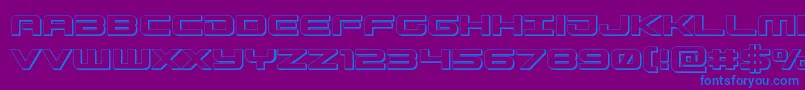 Czcionka Gunship3D – niebieskie czcionki na fioletowym tle