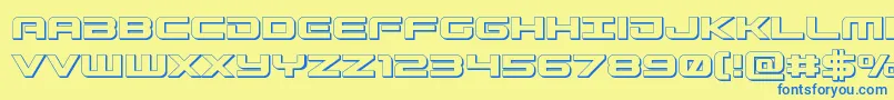 Gunship3D Font – Blue Fonts on Yellow Background