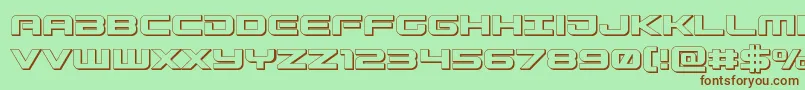 フォントGunship3D – 緑の背景に茶色のフォント
