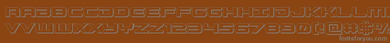 Gunship3D-fontti – harmaat kirjasimet ruskealla taustalla