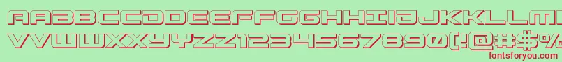 Gunship3D-Schriftart – Rote Schriften auf grünem Hintergrund