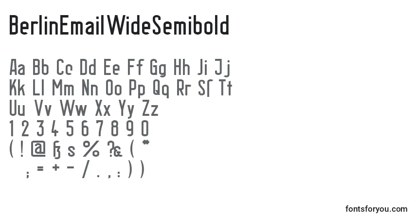 Шрифт BerlinEmailWideSemibold – алфавит, цифры, специальные символы
