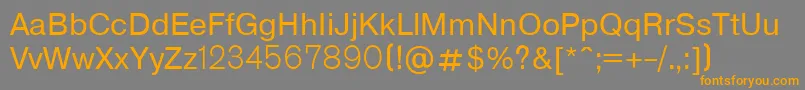 フォントP151 – オレンジの文字は灰色の背景にあります。