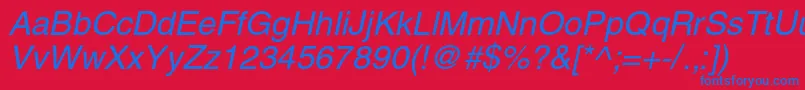 HeliosItalic Font – Blue Fonts on Red Background