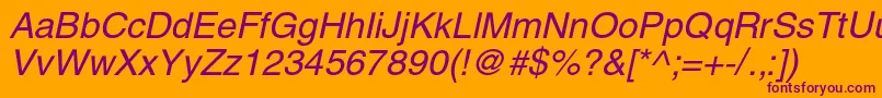 HeliosItalic Font – Purple Fonts on Orange Background