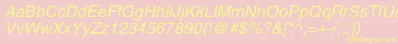 HeliosItalic Font – Yellow Fonts on Pink Background