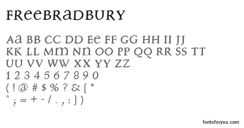 Schriftart Freebradbury – Alphabet, Zahlen, spezielle Symbole
