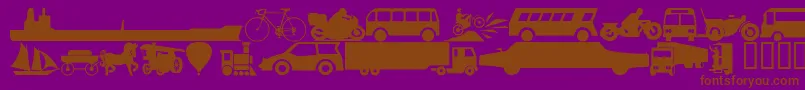 Wmtransport1-Schriftart – Braune Schriften auf violettem Hintergrund