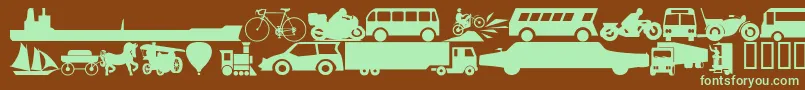 フォントWmtransport1 – 緑色の文字が茶色の背景にあります。