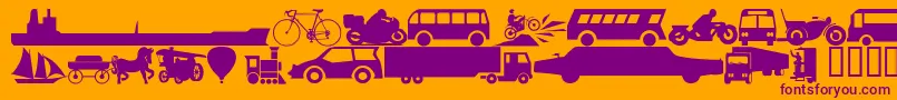 Wmtransport1-Schriftart – Violette Schriften auf orangefarbenem Hintergrund