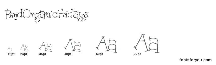BmdOrganicFridays Font Sizes