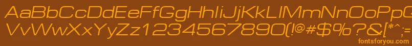 EuropeextItalic-Schriftart – Orangefarbene Schriften auf braunem Hintergrund