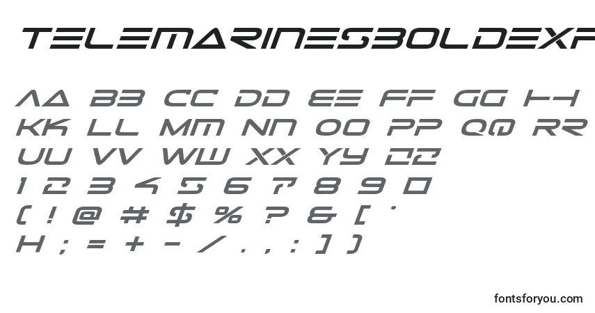 Czcionka Telemarinesboldexpandital1 – alfabet, cyfry, specjalne znaki