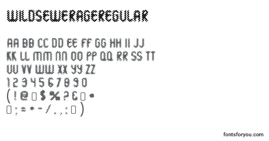 A fonte WildsewerageRegular – alfabeto, números, caracteres especiais