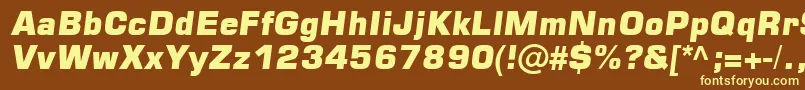 Square721-fontti – keltaiset fontit ruskealla taustalla