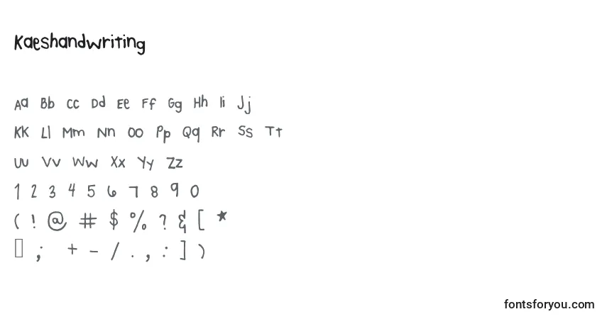 A fonte Kaeshandwriting – alfabeto, números, caracteres especiais