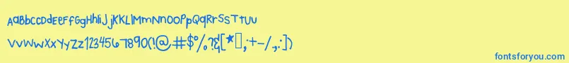 Kaeshandwriting Font – Blue Fonts on Yellow Background