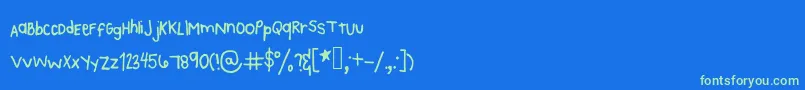 Kaeshandwriting-fontti – vihreät fontit sinisellä taustalla