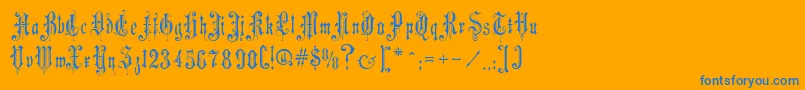 Fonte MusicHallRegular – fontes azuis em um fundo laranja